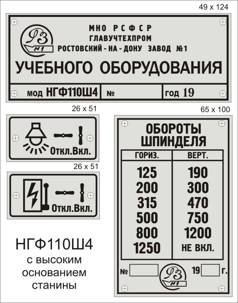 Таблиця чисел оборотів настільного фрезерного верстата НГФ-110ш4 Таблиця чисел оборотів настільного фрезерного верстата НГФ-110ш4